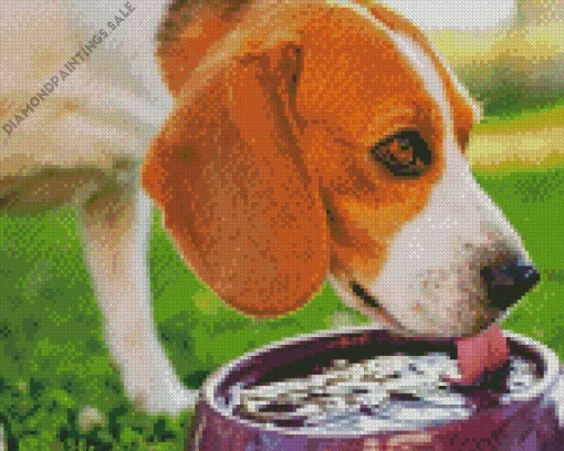 Dog Drinking Water Diamond Painting