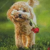 Dog Holding A Rose Diamond Painting
