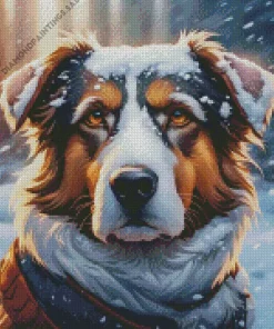 Dog In Snow Art Diamond Painting