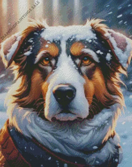 Dog In Snow Art Diamond Painting