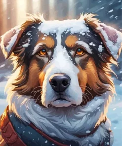 Dog In Snow Art Diamond Painting