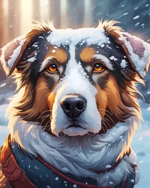 Dog In Snow Art Diamond Painting