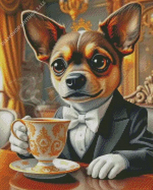 Dog In Tuxedo Art Diamond Painting