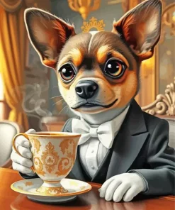 Dog In Tuxedo Art Diamond Painting