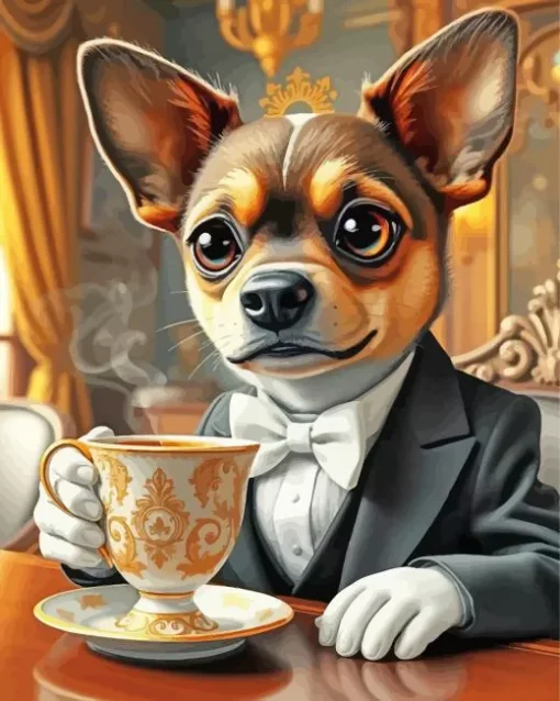 Dog In Tuxedo Art Diamond Painting