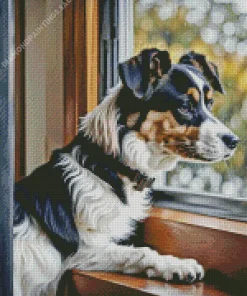 Dog Looking Out Of Window Diamond Painting