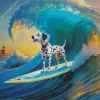 Dog On A Surfboard Art Diamond Painting