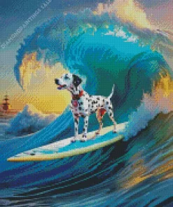 Dog On A Surfboard Art Diamond Painting