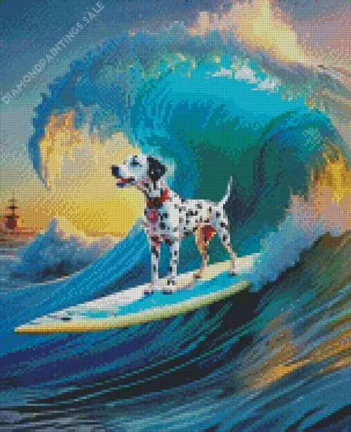 Dog On A Surfboard Art Diamond Painting