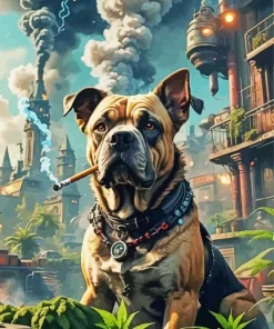 Dog Smoking Diamond Painting