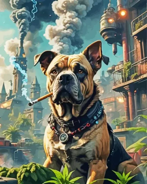 Dog Smoking Diamond Painting