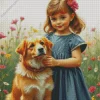 Dog With A Cute Girl Diamond Painting