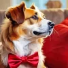 Dog With Red Bow Diamond Painting