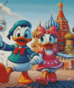 Donald Duck With Daisy In Russia Diamond Painting