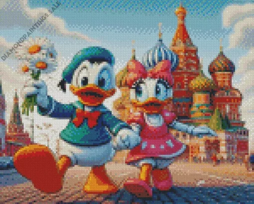 Donald Duck With Daisy In Russia Diamond Painting