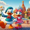 Donald Duck With Daisy In Russia Diamond Painting