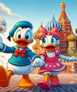 Donald Duck With Daisy In Russia Diamond Painting