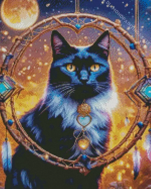 Dream Catcher Black Cat Diamond Painting