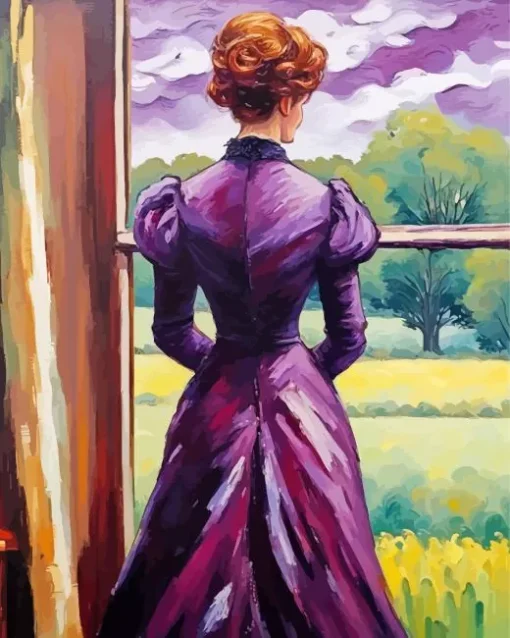 Edwardian Lady Wearing Purple Diamond Painting