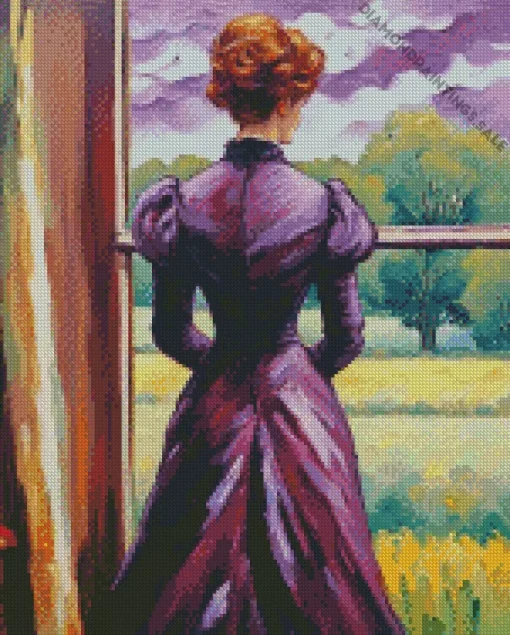 Edwardian Lady Wearing Purple Diamond Painting