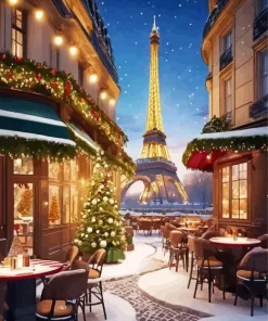 Eiffel Tower Christmas Diamond Painting