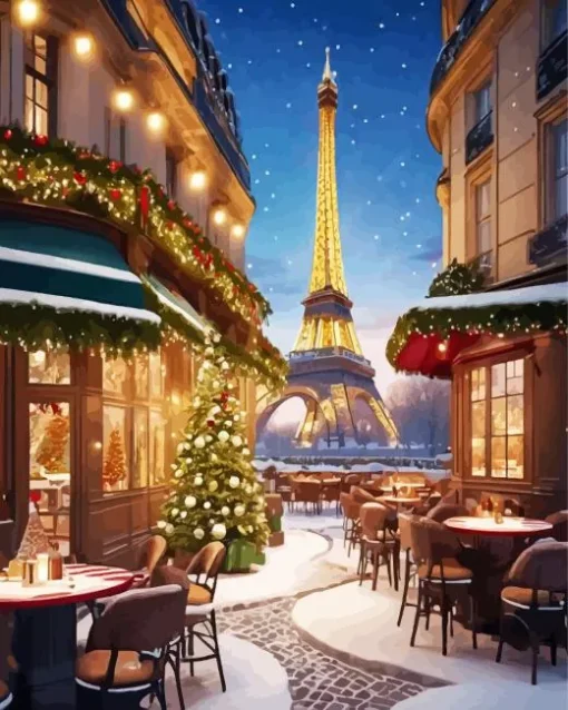 Eiffel Tower Christmas Diamond Painting