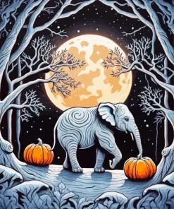 Elephant And Moon Diamond Painting