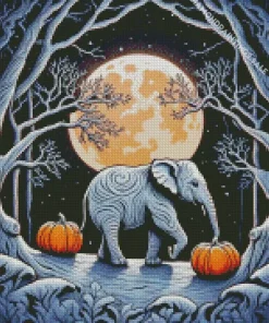Elephant And Moon Diamond Painting
