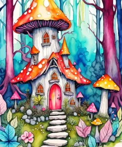 Enchanted Forest House Art Diamond Painting