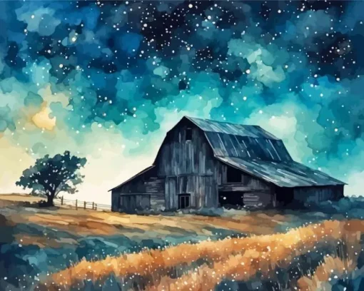 Field Barn Art Diamond Painting