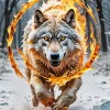 Fire And Ice Wolf Diamond Painting