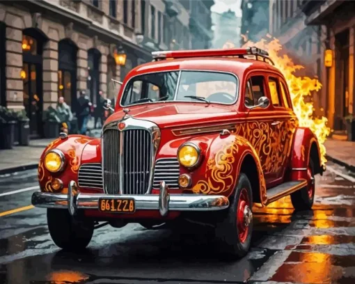 Fire Car Diamond Painting