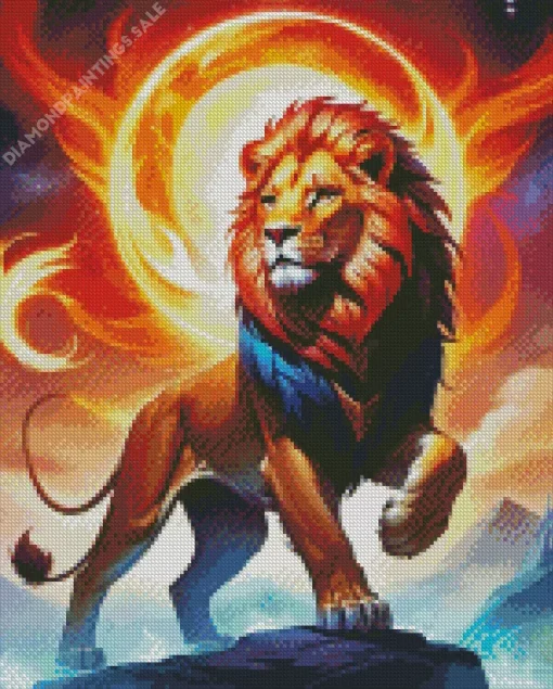 Fire Lion Diamond Painting
