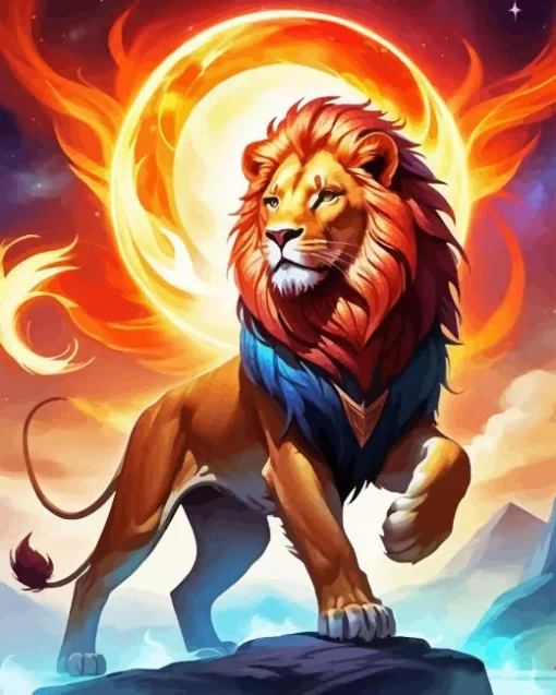 Fire Lion Diamond Painting