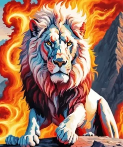 Fire Lion Animal Art Diamond Painting