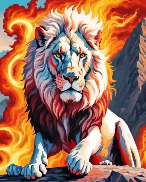 Fire Lion Animal Art Diamond Painting