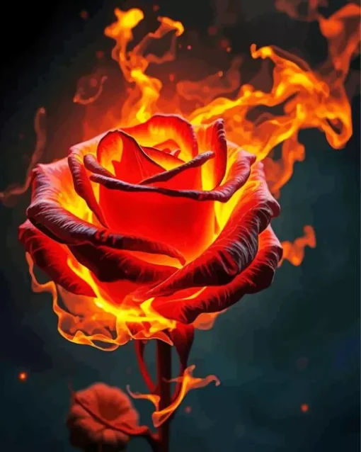Fire Rose Art Diamond Painting