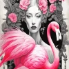 Flamingo Lady Diamond Painting