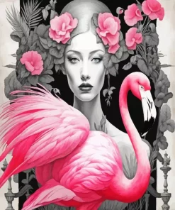 Flamingo Lady Diamond Painting