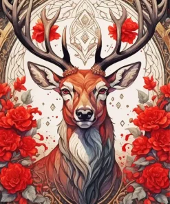 Floral Deer Art Diamond Painting