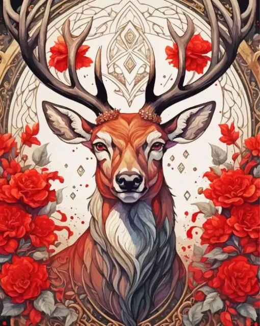 Floral Deer Art Diamond Painting
