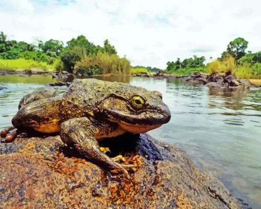 Frog On A Rock Diamond Painting