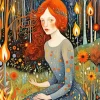 Girl And Fire Diamond Painting