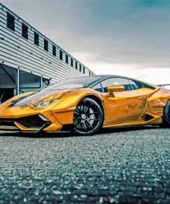 Golden Lamborghini Diamond Painting