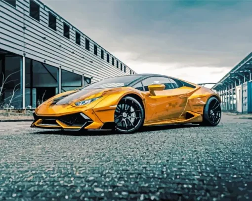 Golden Lamborghini Diamond Painting