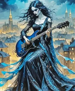 Goth Playing Guitar Diamond Painting