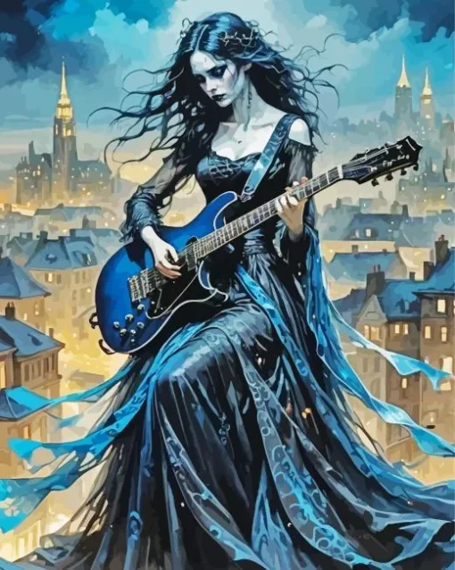 Goth Playing Guitar Diamond Painting