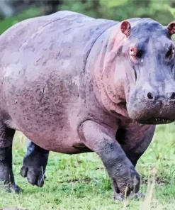 Gray Hippopotamus Diamond Painting
