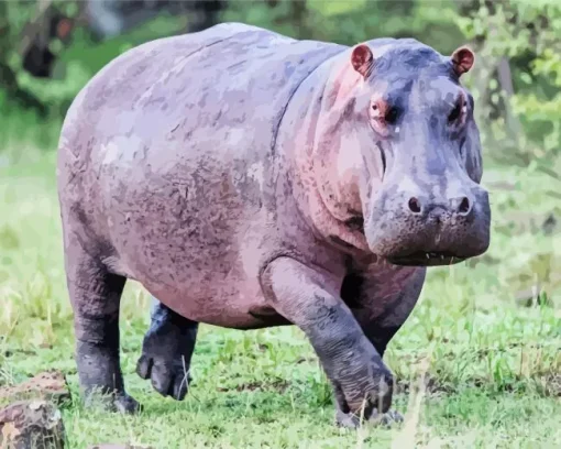 Gray Hippopotamus Diamond Painting