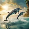 Grey Dolphins Jumping Out Of Water Diamond Painting